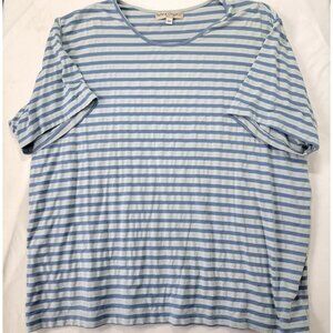 Natural Origins Women's Blue Striped Short Sleeve T Tee Shirt Top Size 3X Soft